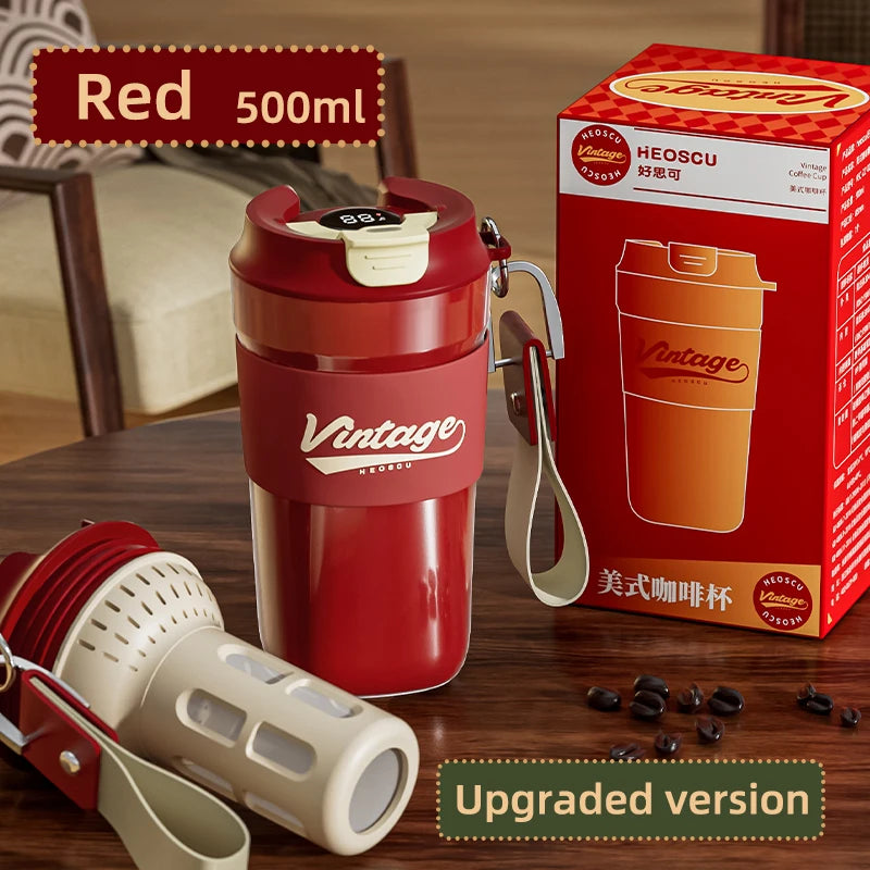 Stainless Steel Coffee Cup Outdoor Portable Thermo Coffee Cup Insulated Mugs Leak-Proof Thermos Bottle Tea Coffee Mug 500ML
