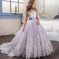 Girls Christmas Dress Formal Sleeveless Girls Party Dresses Back Hallow Out Kids Ball Gown Flower Bowknot Girl Princess Dress