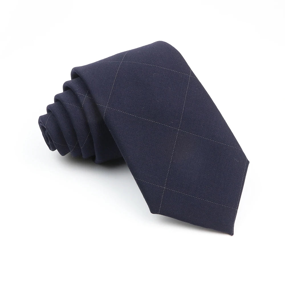 Mens Ties 7cm Classic Wool Handmade Skinny Grey Plaid Neckties Striped Narrow Collar Slim Cashmere Casual Tie Accessories Gift