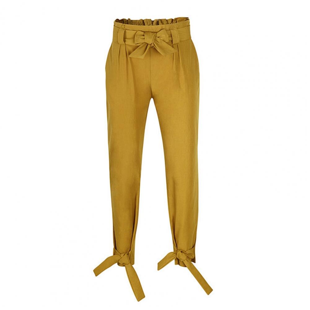 High Waist All-Match Casual Pants Small Feet Woman Long Pants Slant Pockets Women Ankle-length Belt Harem Trousers Streetwear