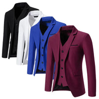 Black Men Fake Two Piece Suit Jacket, Royal Blue Fashion Men's Business Social Blazers,White Wedding Prom Party Dress Coat.