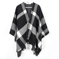 2023 Women's V-neck Cashmere Bat Sleeved Poncho Cape Coat Shawl Cardigan Argyle with Tassels Detail Female Spring Autumn Ponchos
