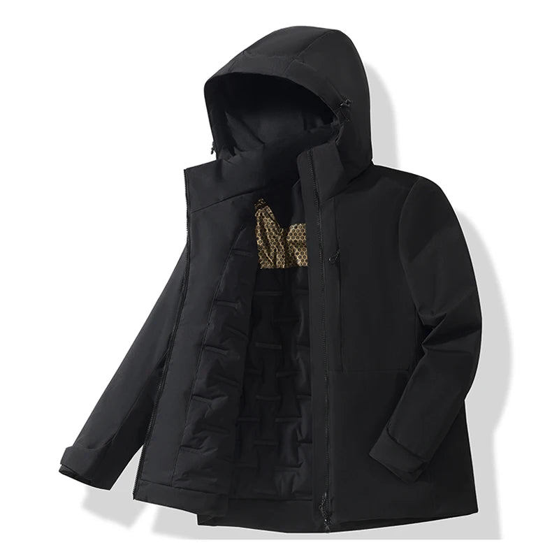 EUMERGX Men's Women's Winter Coat Waterproof Windproof Warm Fleece Jacket Unisex Hiking Camping Skiing Climbing Windbreaker