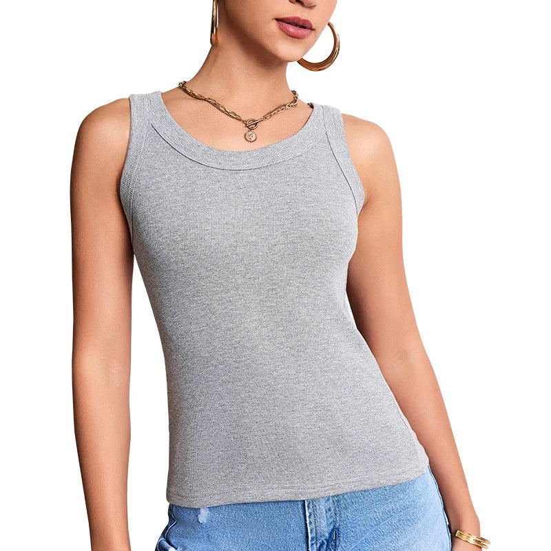1/3 Pcs Ladies Solid \ Suspender Vest Sexy Round Neck Sleeveless T-shirt Comfortable And Fashionable Women And Teenagers Vest