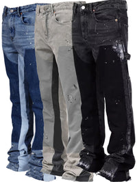 Washed Jeans Men Vintage Ankle Length Trousers Mid Waist Pockets Button Zipper Fly Distressed Denims Streetwear Straight Pants