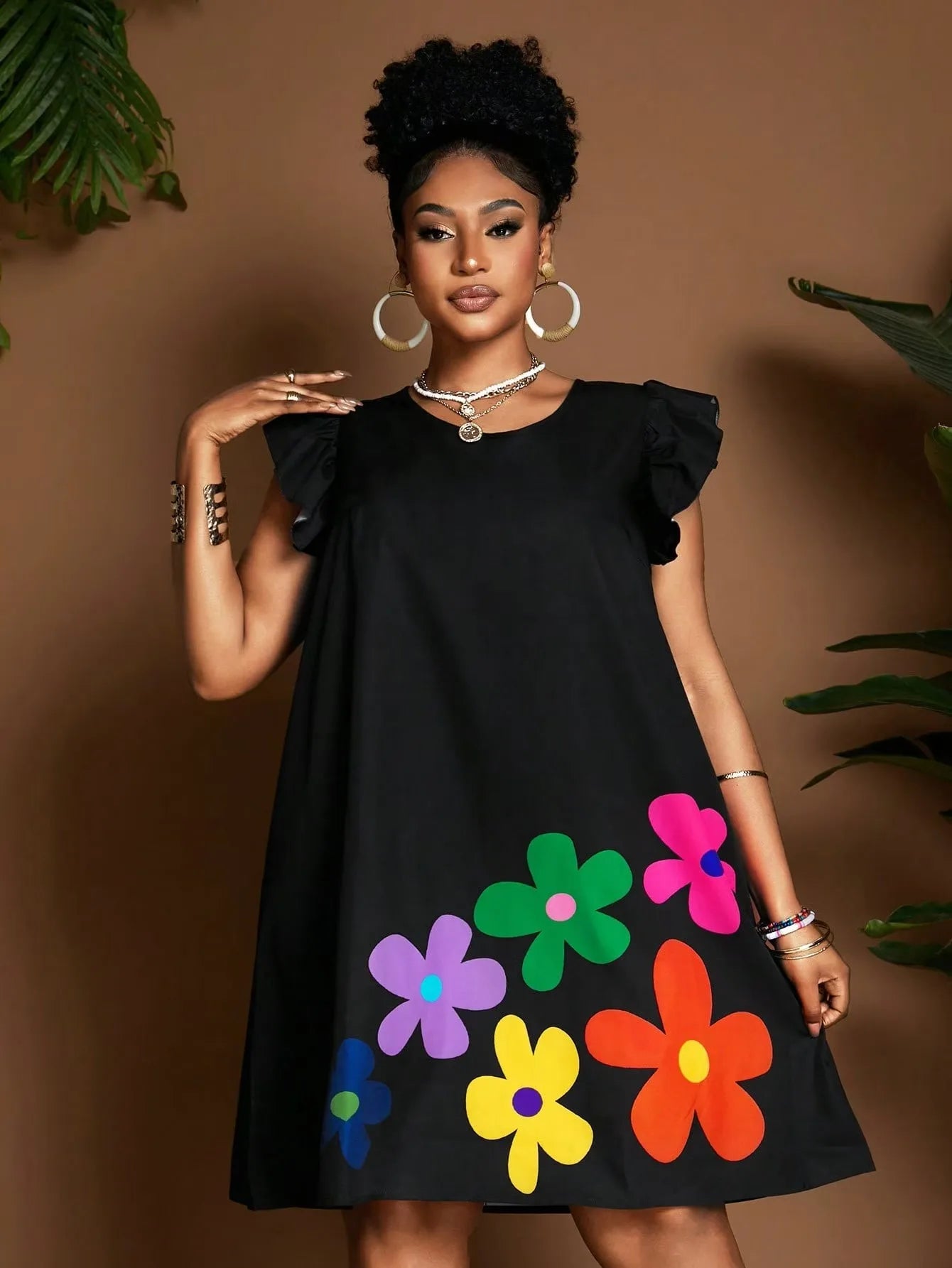 Round-neck Printed Women's Casual Dress