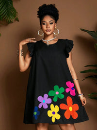 Round-neck Printed Women's Casual Dress