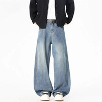 Wide Leg Denim Pants Male Jeans  Loose Cowboy Mopping Trousers Baggy Men's Jeans Fashion Handsome Washed Streetwear Four Seasons