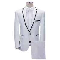 (Jacket+Pants) Men Fashion Wedding Banquet Party Flower Suits Singer Pianist Stage Performance Splicing Dress Blazer and Trouser