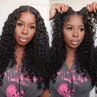 Alipretty Glueless Wig Water Wave 13x4 Lace Frontal Human Hair 250% Density Pre-Cut Ready To Wear Curly Hair Pre-Plucked Natural