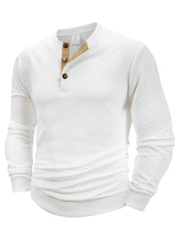 Men's Long Sleeve Button Down T-Shirts Autumn Henley Collar Casual High Quality Crew Neck Hoodie Leisure Pullover Mens T Shirts