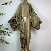 WINYI Summer Bohemian leopard print Beach Wear Swim Suit Cover up Europe women Cardigan colorful sexy Holiday long Sleeve Kimono