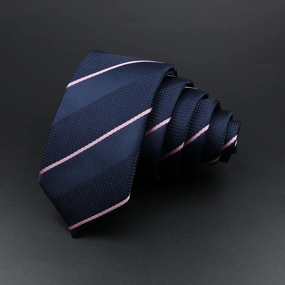 Men's Classic Skinny Stripe Necktie Red Navy Blue Ties Jacquard Woven Solid Plaid Dots Tie Daily Wear Cravat Wedding Party Gift