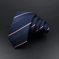 Men's Classic Skinny Stripe Necktie Red Navy Blue Ties Jacquard Woven Solid Plaid Dots Tie Daily Wear Cravat Wedding Party Gift
