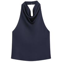 HXAO Top Women Halter Satin Women Tops Backless Corset Top Vest Yellow Pink Black Summer Elegant Sexy Tops Tank Vestidos