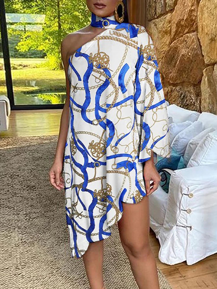 one shoulder peacock print dress Elegant Womens One Shoulder Long Sleeve Cocktail... From Qiaomaidou03, $16.48 In Bulk