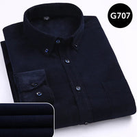 100% Cotton Men's Corduroy Shirts Long Sleeve Casual Regular Fit Business Dress Shirts  Man Comfortable Pocket Clothes 7XL 6XL
