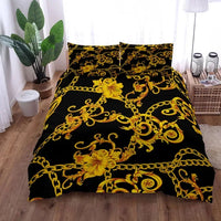 Luxury Baroque Pattern Bedding Set Golden Duvet cover set Twin Double Queen King Size Comforter cover set for Gift Bed Linen