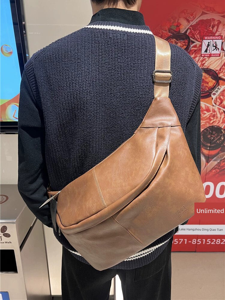 Soft Leather Shoulder Multi-Functional Casual Men's Chest Bag