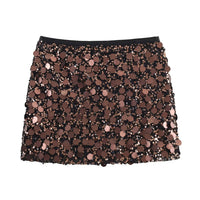 KONDALA Sexy Party Sequined Mini Skirts Women's Hip Wrap Sequin Mini Skirts 2026 Spring Summer Fashion Dinner Date Ladies Skirts