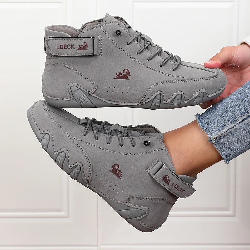 Khaki Women's Boots Trendy Comfortable Soft Soled High Top Boots Versatile Fashionable Commuting Motorcycle Women's Sneakers