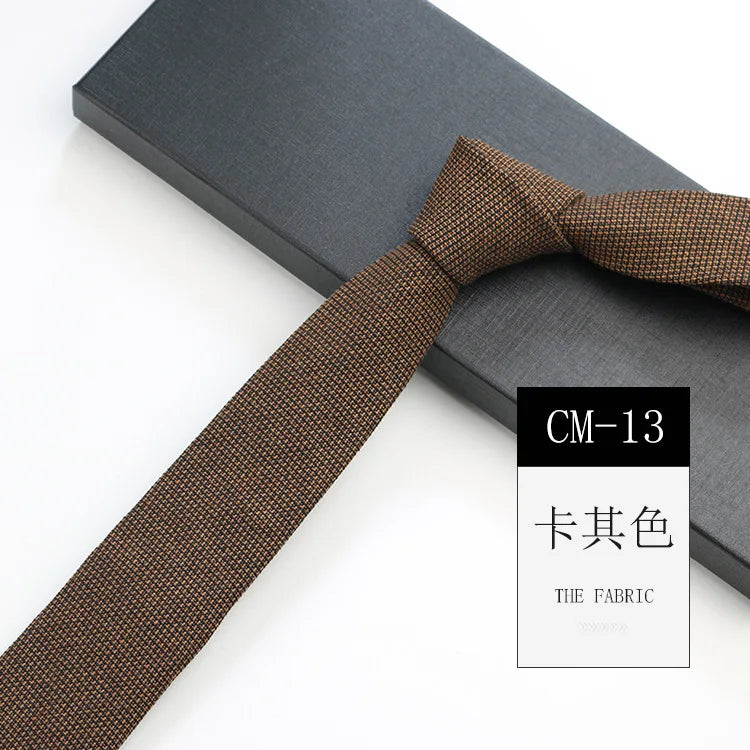 Classic 6cm Solid Navy Brown Neckties For Men Narrow Soft Cotton Neck Ties Casual White Tie Club Party Shirt Accessories Cravat