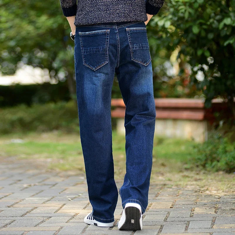 Mens Wide Leg Jeans Slightly Flared Slim Fit Famous Brand Blue Black jeans Designer Classic Male Stretch Denim pantd