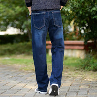 Mens Wide Leg Jeans Slightly Flared Slim Fit Famous Brand Blue Black jeans Designer Classic Male Stretch Denim pantd