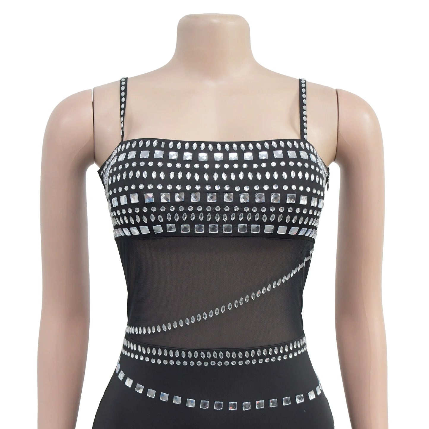 Fashion Women's Hot Diamond Mesh Dresses Summer New Sexy Transparent Lace Party Elegant Female Maxi Dress 2025