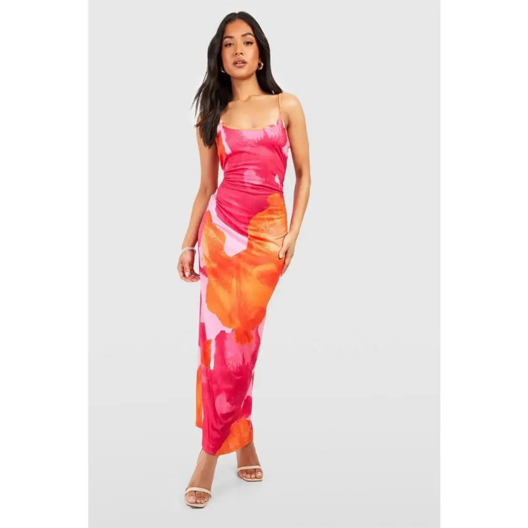 Faionable Sexy Strapl Slim Fit Long Dr Women's Clothing Summer Cross-Border Polyester Cotton Blend Print Midi Skirt