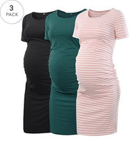 Liu&amp;Qu Maternity Dresses Women Side Ruched Pregnany Dress Bodycon Pregnant Clothes Casual Mama Short Sleeve Wrap Baby Showers