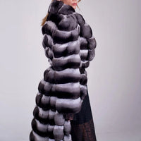 Best Selling Women's Jacket Chinchilla Real Coat Women's Long Winter Fur Real Rex Rabbit Fur Coat High Quality