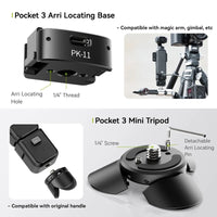 Ulanzi PK-08 Pocket 3 Mini Tripod / PK-11 Arri Locating Base for DJI Osmo Pocket 3 for Livestreaming Vlog Travel Photograph