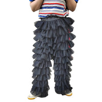 Women Solid Color Tulle Mesh Pants Woman Multi-Layer Ruffle Pants Lady High Waist Trousers Party Outfits