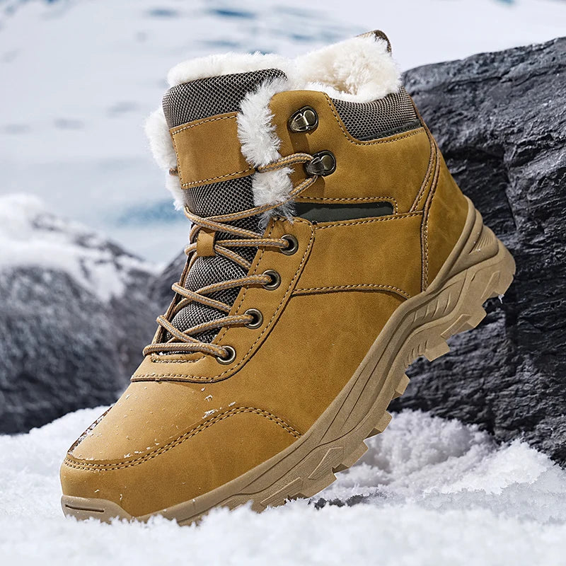 Brand Winter Men's Boots Warm Men's Snow Boots High Quality Leather Waterproof Men Sneakers Outdoor Men Hiking Boots Work Shoes