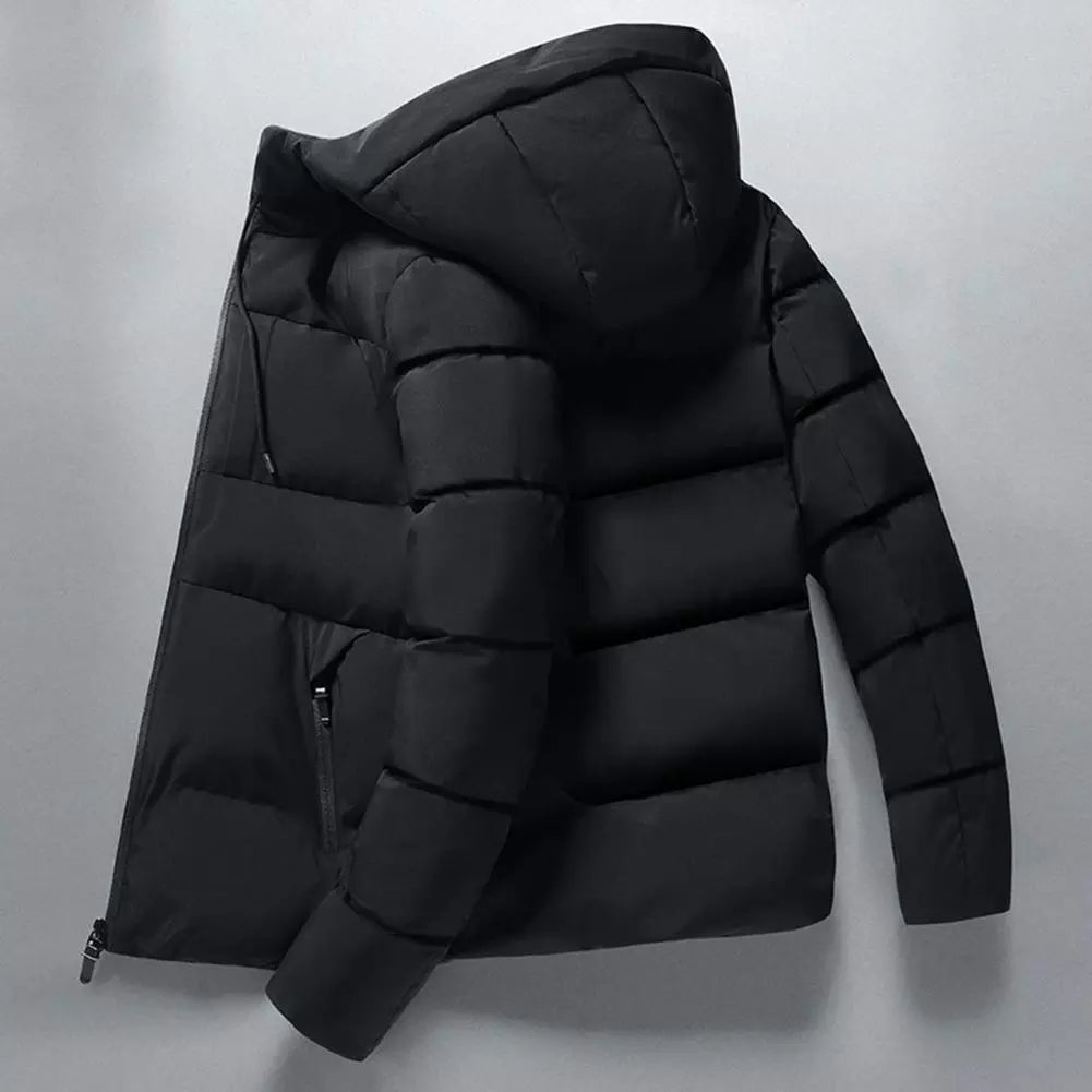 2022 Winter Men Jacket Cotton Padded Long Sleeve Solid Color Fluffy Filling Zipper Coldproof Autumn Winter Hooded Windbreaker