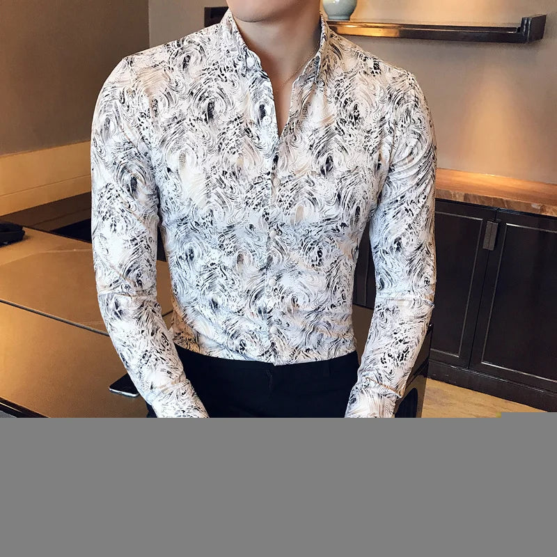 Metallic Gold Shirt Men 2017 Autumn Printed Gold White Shirt Slim Fit Mega Mart Center Metallic Gold Shirt Men 2017 Autumn Printed Gold White Shirt Slim Fit Mega Mart Center