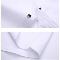 Men's Button-down Shirt Long Sleeve Casual Formal Business Dress Shirts Pocket-less Solid Color Blue White Tops Korean Slim Fit