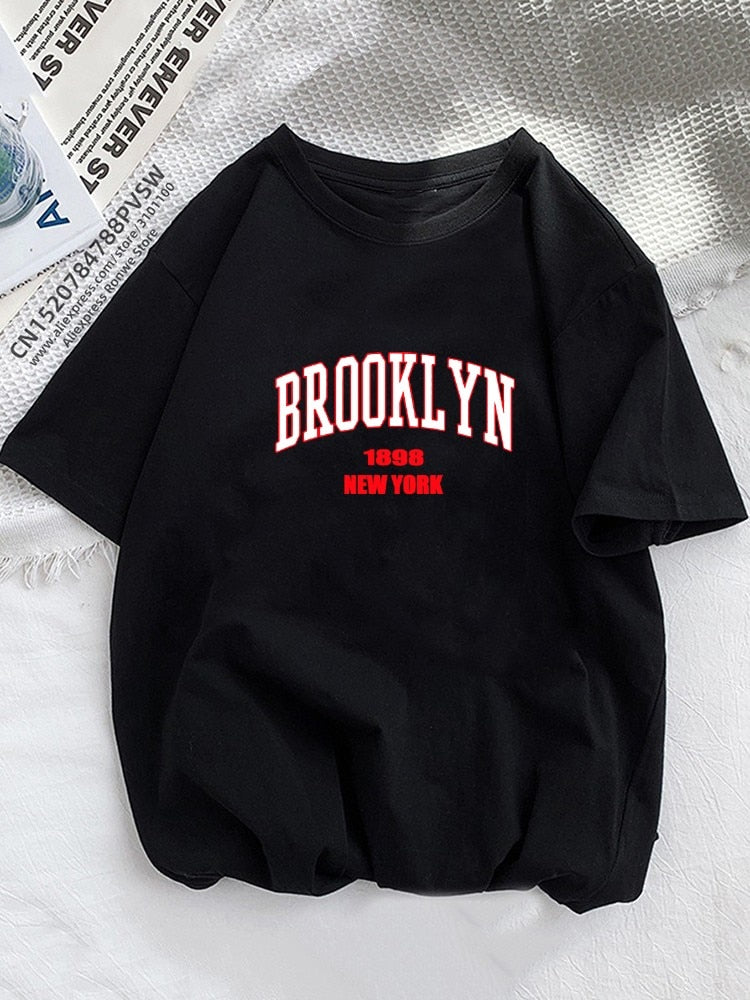 New York Brooklyn Women Graphic Printed T Shirt Girl Fashion O-neck 2023 Streewear Clothes Causal Female Y2K Tops Tee