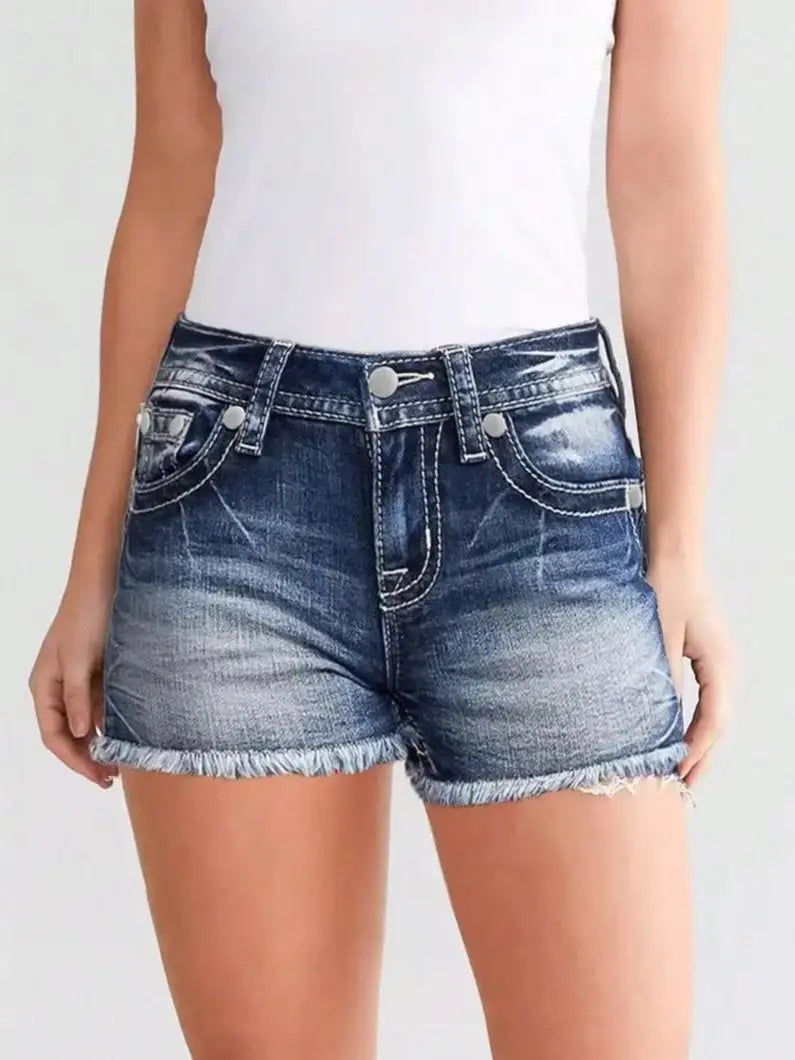 Women's Embroidered Denim Shorts - Stylish and Comfortable Casual Jean Shorts for Summer Fashion
