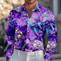 New men's clown pattern 3D printed shirt with clover high-quality fashion casual long sleeved shirt and lapel top