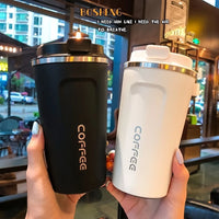 Durable Vacuum Insulated Coffee Travel Cup Stainless Steel Thermos Leak Proof Double Wall Matte Design Keeps Drinks Hot Cold