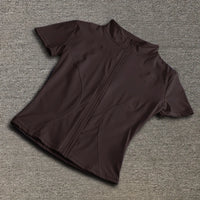 Women sport wear Slim Fit Polyester Quick-drying Full Zip Outdoor Fitness Running Tights Short Sleeves Women's Yoga Wear