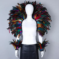 Elegant Women's 2-Piece Shawl Set Cosplay Feather Punk Style for Halloween Masquerade Ball Party Carnival New