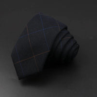 Classic Black Grey Plaid Cotton Necktie 6cm Slim Fashion Skinny Tie Men Tuxedo Suit Party Business Casual Accessory Cravat Gift