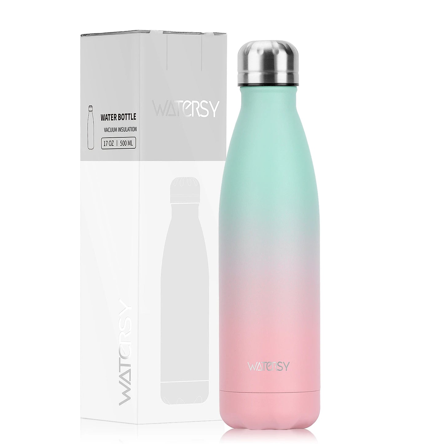 WATERSY 500ml Insulated Water Bottle, Stainless Steel Thermal Leakproof Flask, BPA-Free Double Walled Vacuum Bottle for Sports
