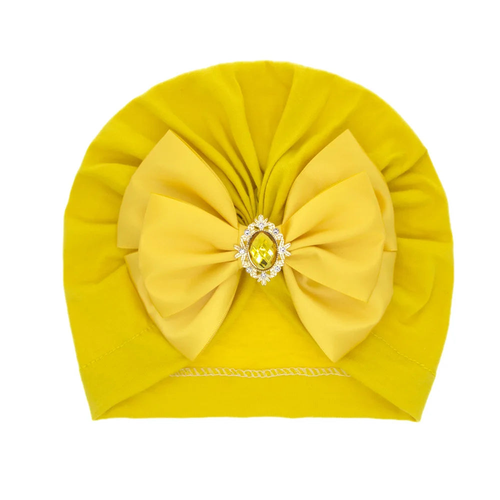 1 Pieces Children Print Baby Hat Kids Cap Newborn Girls Bowknot Diamond Photography Props Spring Autumn Beanie Infant Props