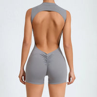 Women Sexy V Back Scrunch Sports Jumpsuit Women Gym Bodysuits Backless Workout One-Piece Suit Sportswear Fitness Short Rompers