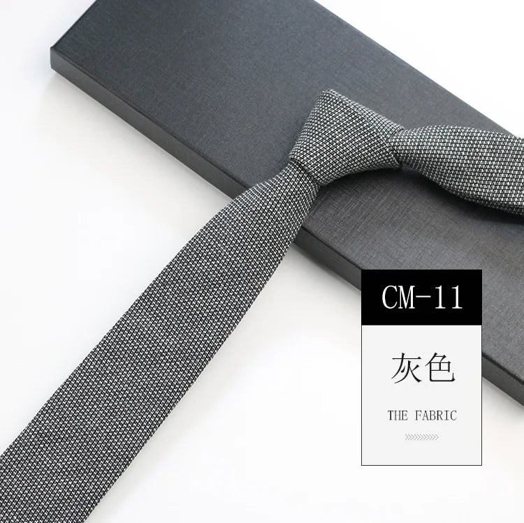 Classic 6cm Solid Navy Brown Neckties For Men Narrow Soft Cotton Neck Ties Casual White Tie Club Party Shirt Accessories Cravat