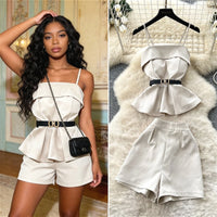 Mini Skirt Set Women Two Piece Sets Polo Collar Shorts Shirt Tops Dress Sets Casual Y2k Streetwear Pleated Shorts 2026 Elegant